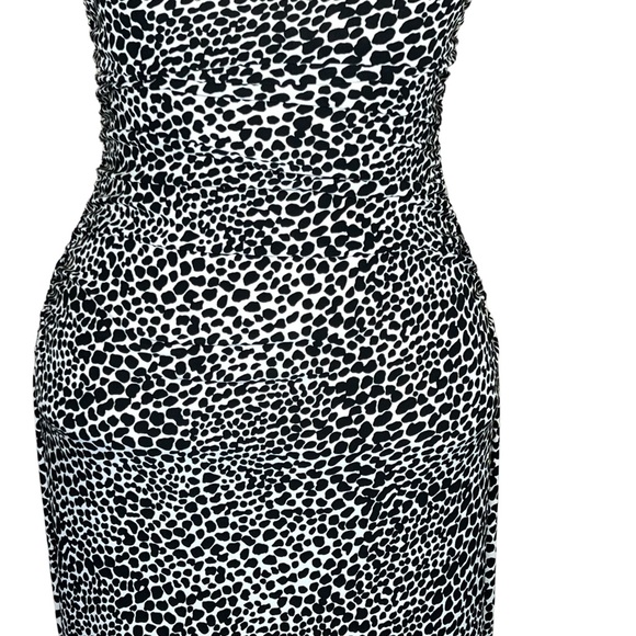 Norma Kamali Reptile Print Slinky Stretchy Body-con Dress With Ruching X… - Picture 3 of 16